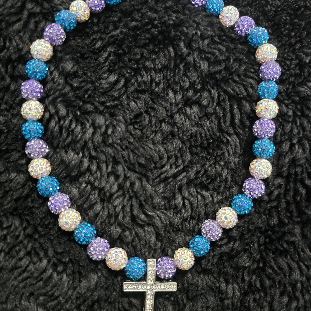 Sparkling Beaded Cross Necklace